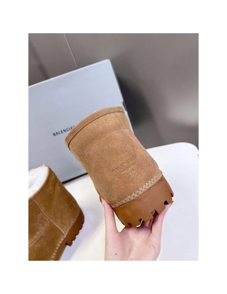 Balenciaga Alaska Fur Bootie in Brown,BALENCIAGA BOOT