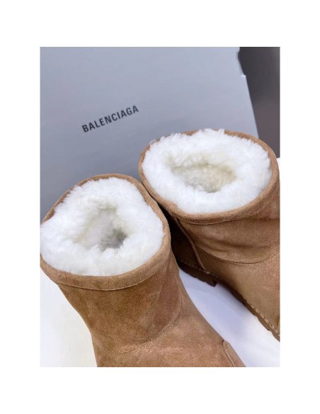Balenciaga Alaska Fur Bootie in Brown,BALENCIAGA BOOT