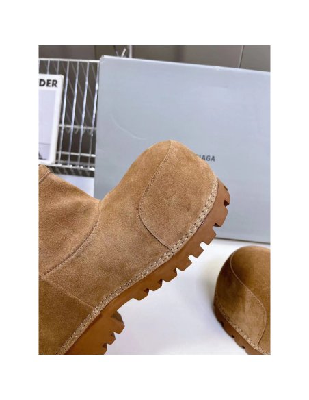 Balenciaga Alaska Fur Bootie in Brown,BALENCIAGA BOOT
