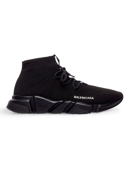 BALENCIAGA SPEED LACE-UP RECYCLED KNIT TRAINERS IN BLACK,BALENCIAGA SPEED