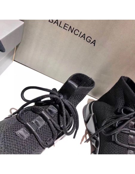 BALENCIAGA SPEED LACE-UP RECYCLED KNIT TRAINERS IN BLACK,BALENCIAGA SPEED