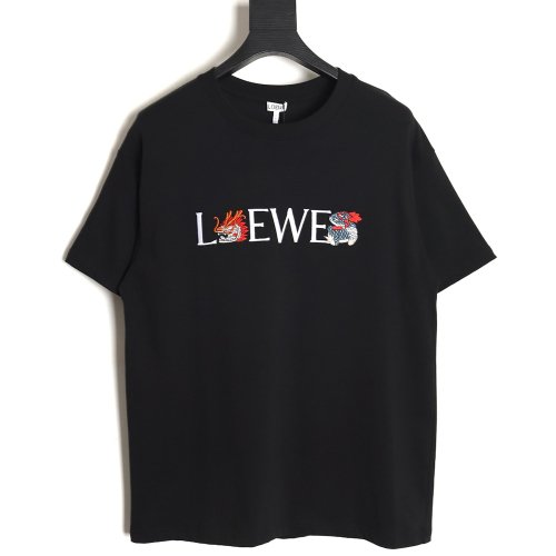 Loewe 24ss Dragon Year Limited Edition Logo Embroidered Short Sleeve T-shirt_TSK1,Loewe