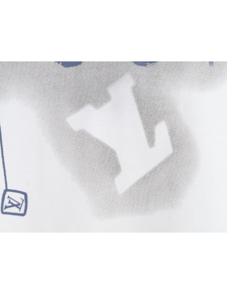 Louis Vuitton collar graffiti letters printed large logo short-sleeved T-shirt,Louis Vuitton