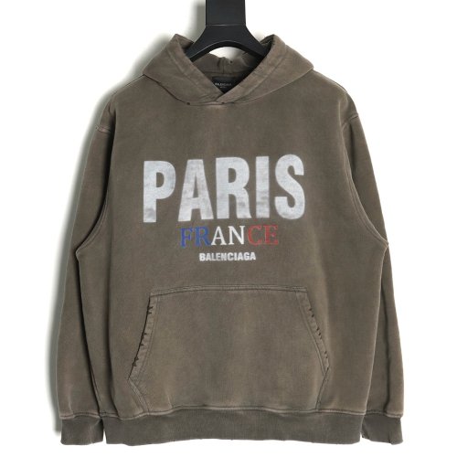 Balenciaga &quot;PARIS&quot; letter print velvet hooded sweatshirt,Balenciaga