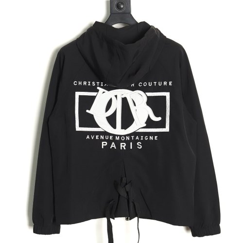 Dior letter embroidered hooded trench coat TSK1,Dior