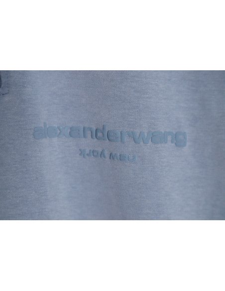 Alexander Wang 23SS foam three-dimensional small letter print half-zip pullover sweatshirt,Alexander Wang
