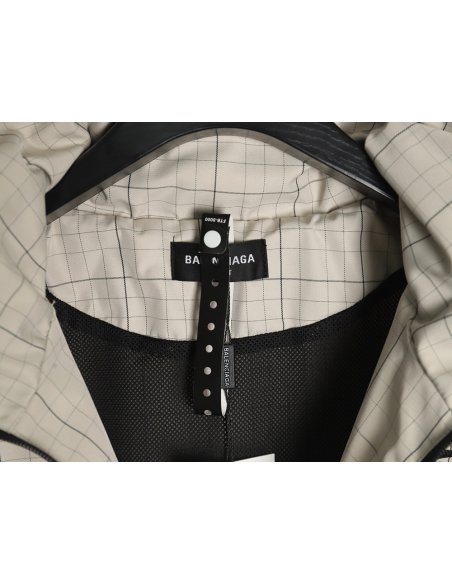 Balenciaga embroidered stand collar half-zip checked jacket,Balenciaga