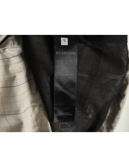 Balenciaga embroidered stand collar half-zip checked jacket,Balenciaga