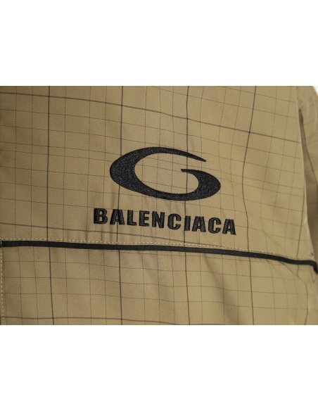 Balenciaga embroidered stand collar half-zip checked jacket TSK1,Balenciaga