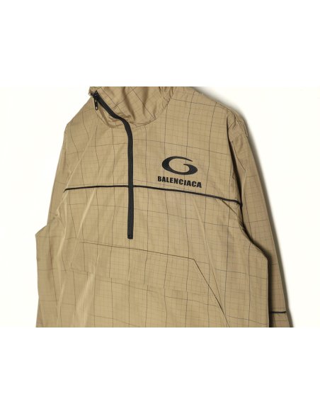 Balenciaga embroidered stand collar half-zip checked jacket TSK1,Balenciaga
