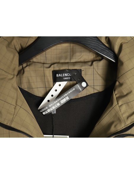 Balenciaga embroidered stand collar half-zip checked jacket TSK1,Balenciaga