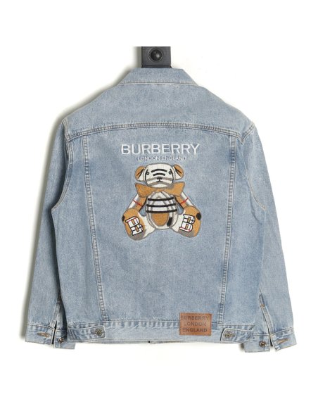 Burberry Classic Embroidered Bear Logo Denim Jacket,Burberry