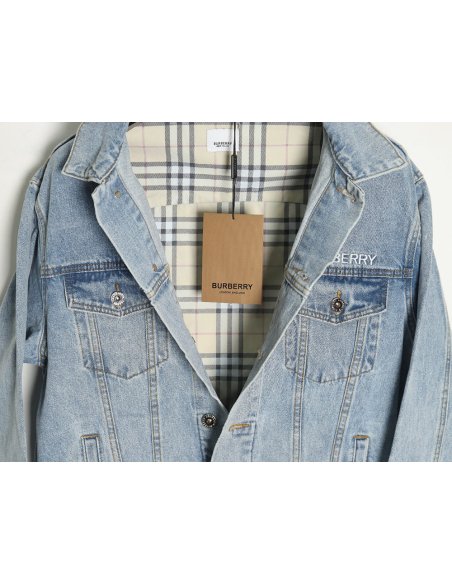 Burberry Classic Embroidered Bear Logo Denim Jacket,Burberry