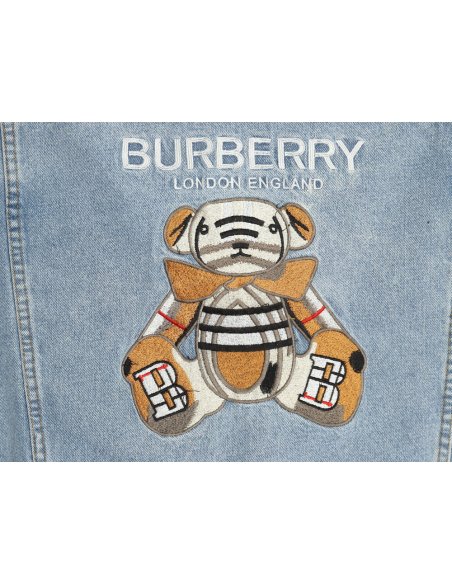 Burberry Classic Embroidered Bear Logo Denim Jacket,Burberry