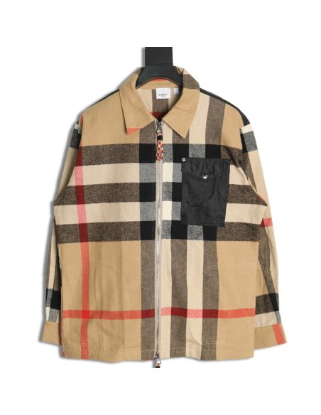 Burberry paneled plaid shirt jacket,Burberry