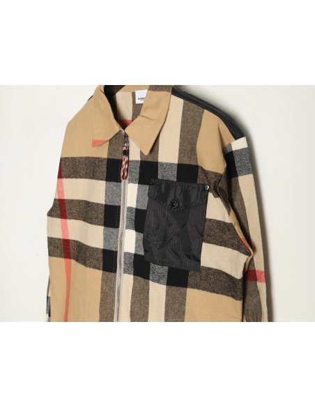 Burberry paneled plaid shirt jacket,Burberry