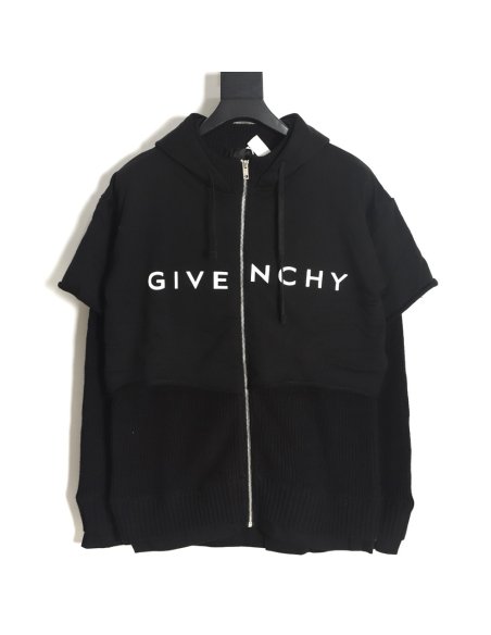 Givenchy heavy-tech knitted sweater patchwork jacket,Givenchy